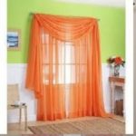 GorgeousHomeLinenDifferent Colors 3PC 2 Sheers 84″ length Rod Pocket Window Curtain Panels & 1 Elegant Swag Scarf Valance 216″ length (Orange)