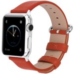 15 Colors for Apple Watch Bands 42mm and 38mm, Fullmosa Yan Calf Leather Replacement Band/Strap with Stainless Steel Clasp for iWatch Series 0 1 2 Sport and Edition Versions 2015 2016 2017,42mm Orange