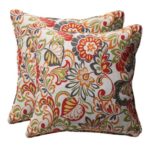 Pillow Perfect Decorative Multicolored Modern Floral Square Toss Pillows, 2-Pack