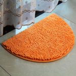 Half Moon Chenille Doormat, DreamInn Bathroom Bedroom Non-Slip Door Mat, 24″ x 16″ (Orange)