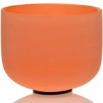 TOPFUND Based on 440Hz Orange Color Perfect Pitch D Sacral Chakra Frosted Quartz Crystal Singing Bowl 8 inch