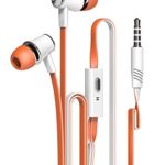 New Fashion Candy Color Original Earphones with Microphone Super Bass Noodle Line Earbuds Headphones Headset For iphone 6 6s Xiaomi Smartphone (Orange)