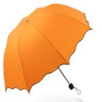 Dome Parasol Sun-rain Umbrella,triple Folding Ruffled Anti-uv Parasol (orange yellow)