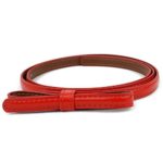 Super Skinny Patent Leather Bow Prong Buckle Belt Womens