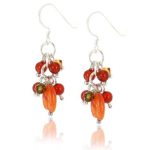 MGD, Orange Carnelian Color Bead, Swarovski Crystals Dangle Earrings, “Cluster Earrings”, Drop Earrings Fashion Jewelry for Women, Teens and Girls , JA-0150E