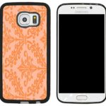 Rikki Knight Light Orange Color Damask Design Samsung Galaxy S6 Edge Case Cover – Black