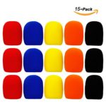 MoModer Handheld Stage Microphone Sponge Foam Cover 15pack Five Colors,Three of Each Color(Orange,Yellow,Red,Blue,Black)