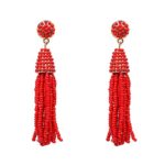 lureme Women’s Beaded tassel earrings Long Fringe Drop Dangle Earrings 6 colors (er005657)