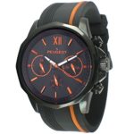 Peugeot Men’s ‘Chronograph’ Quartz Metal and Silicone Sport Watch, Color:Orange (Model: 2046BOR)