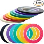 Nova Supplys 1/4in x 60yd Masking Tape, 8 Color Value Pack. Professional Grade Adhesive is Super Thin, Conforms to Irregular Surfaces, Is Easy to Tear & Release for Labeling, Painting, & Decorating.