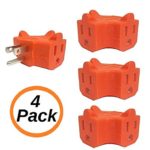 UrbHome 3 Way Outlet Adapter Wall Plug, 3 Outlets, Color Orange (4Pack)