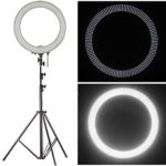 Neewer 18″ LED Ring Light Dimmable for Camera Photo Video,Make Up, Youtube, Portrait and Photography Lighting, Includes(1)Ring Light+(1)9 Feet Heavy Duty Light Stand+(1) Soft & Orange Filter Set