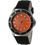 Peugeot Men’s ‘Orange’ Quartz Metal and Canvas Sport Watch, Color:Black (Model: 2057OR)