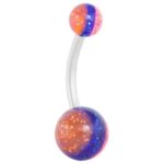 Pink Orange Blue 3 Color Acrylic Glitter Belly Ring