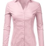 Doublju Basic Long Sleeve Button Down Collared Shirts For Women With Plus Size