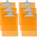 Trade Quest Plastic Clipboard Transparent Color Letter Size Standard Clip (Pack of 6) (Orange)