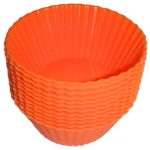 Silcook Silicone Baking Cups / Muffin Molds / Cupcake Liners – 12 Cup Set to Use with or Replace Muffin Pan / Tin (Orange)