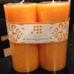 Vivre Royale Set Of 2 Rustic Finish Pillar Candles, Citrus Scented (Orange)