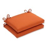 Pillow Perfect Indoor/Outdoor Cinnabar Squared Seat Cushion, Burnt Orange, Set of 2