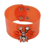 Jane Stone Orange Color Resin Plus Rubber to Buckle Rhinestone Bracelet for Women
