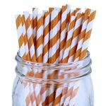 Just Artifacts – Decorative Paper Straws 100pcs – Striped Pattern – Orange – Click For More Colors! Paper Straws and Décor for Birthdays, Weddings, Baby Showers and Life Celebrations!