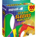 Maxell 190132 Cd & Dvd Sleeves Multi-Color100Pk (Paper)