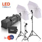 Emart Photography Lighting Studio Photo Light Video Portrait Continuous Umbrella Daylight Kit with 3 x 15W LED Lamp and Color Gel Filters