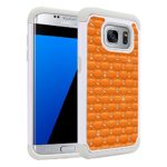 Samsung Galaxy S7 Edge G935 Case, Fincibo (TM) Dual Layer Shock Proof Hybrid Hard Protector Cover Anti-Drop Silicone Star Studded Rhinestone Bling, Solid Neon Fluorescent Orange Color