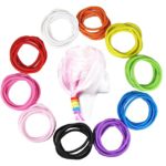 HipGirl Ouchless Elastic Hair Ties, No Metal, 50 Count, Large Beauty Pony’Os Pony Holder Rubber Bands Stay Put, Rainbow Assorted Colors,4MM Thick, For Girls,Women,Teens. Great for Ponytails, Pigtails