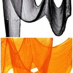 Halloween Creepy Cloth Party Decor Drape Doorways Entryways Windows Cover Gauze 10 Yards X 30″ Include two colors (10 Yards X 30″, black + orange)