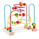 Classic Circle Bead Maze Activity Center for Toddlers Wooden Educational Development Toys for Kids, Shape and Color Sorter, Roller Coaster