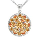 Dangdang-Bling Women’s Round Crystal Pendant Necklace Color Orange,17″