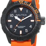 Nautica Men’s ‘NSR 106’ Quartz Stainless Steel and Silicone Casual Watch, Color:Orange (Model: NAD10082G)