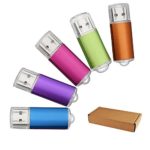 JUANW 5 Pieces 2GB USB 2.0 Flash Drive Memory Stick Storage Thumb Stick Pen (Five Mixed Colors: Blue Purple Pink Green Orange)