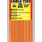 Pro Tie OR8SD100 8-Inch Orange Standard Duty Color Cable Tie, Orange Nylon, 100-Pack