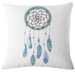 Howstar Home Sofa Decorative Pillow Cover Square Linen Dreamcatcher Print Pillowcase (E)