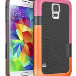 Samsung Galaxy S5 Case,TILL(TM) Hybrid Impact Rugged 3 Color Case, Soft PC Bumper Soft TPU Back Shockproof Protective Slim Cover Shell for Samsung Galaxy S5 I9600 GS5 G900V(Gray, Rose & Orange)