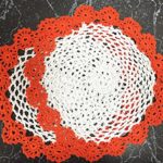 Fennco Styles Handmade Two Tone Floral Crochet Tray Cloth Doily, 9-inch Round, 2 Pieces, 7 Colors (Orange )