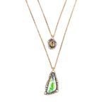 F-U Vintage Multilayer Multicolor Irregular Crystal Pendant Adjustable Long Chain Necklace for women