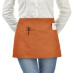 VEEYOO Stylist Waist Chef Apron with Pockets, Durable Spun Poly Cotton, Restaurant Short Bistro Half Aprons for Men Women, 24×12 inches, Orange(Available in 12 colors)