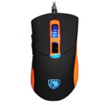 Sades S8 Gaming Mouse USB Wired Max 2500DPI 8 Buttons 7 Color Dazzle LED Lights, Black&Orange
