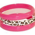 Neon Nation 3 Pack Bangles w/ Cheetah Print 80s Style Bracelets