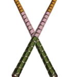 Wooden Dandiya Sticks Pair of 2 with with Green-Pink-Orange color Shimmer Lace,Navratri Celebrations ,Decorative Dandiy, Stick for Dandiya,Gift for Navratri Festival