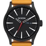 Nixon Men’s ‘Sentry’ Quartz Metal and Leather Watch, Color:Orange (Model: A1052448-00)