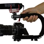 Cam Caddie Scorpion Jr Stabilizing Camera Handle for DSLR and GoPro Action Cameras – Professional Handheld U/C-Shaped Grip with Integrated Accessory Shoe Mount for Microphone or LED Video Light – Includes: Smartphone / GoPro Adapters and 1/4-20 Threaded Mounting Knob – Black