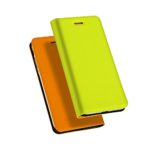 iPhone 8/iPhone 7 Magnetic Leather Case, SHOWKOO Touch Feeling Duplex Colors Full Protective Shockproof Kickstand Flip Cover, Orange & Green