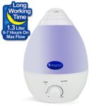 Bolegner Multi-Color Cool Mist Ultrasonic Humidifier, Aroma Essential Oil Diffuser, Whisper Quiet “No Noise” 1.3 Liter Tank Works All Night, Cozy Cool 7 Color LED Lights, Waterless Auto Shut-Off.