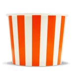 Frozen Dessert Supplies 12 oz Orange Striped Madness Paper Ice Cream Cups – Comes In Many Colors & Sizes! Fast Shipping! 50 Count