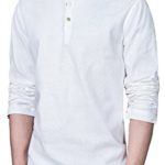 SWORLD Men’s Linen Stand Collar Long Sleeves Various Colors Henry shirt