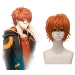 Short Fluffy Anime Wigs Orange Color Full Hair Cosplay Party Dress Costume Wig 8 Inches